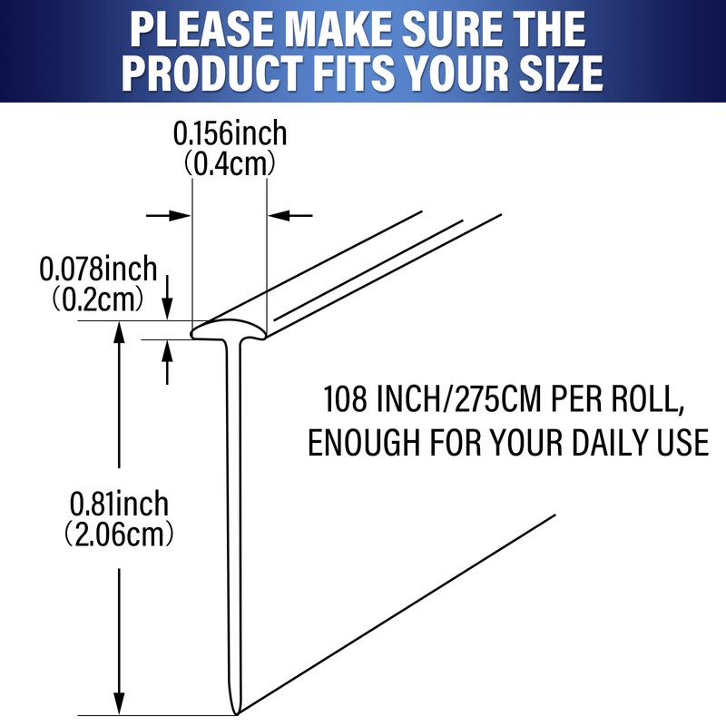 Treela Swing Doors Bathroom Seal 108 Inch Shower Door Strip