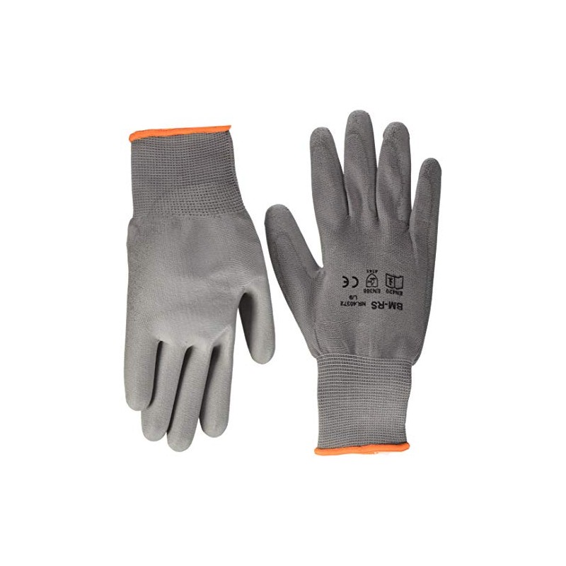 Brüder Mannesmann Fine Knit Work Gloves Size L Grey