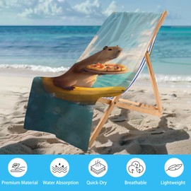 WZOMT Cute Capybara Beach Towel, Capybaras Gifts for Capybaras Lovers, Funny Capybara Eating Pizza On A Banana Boat Print Bath Towels, Soft Quick Dry Swim/Surf/Pool Towel Oversized 32x52 Inch