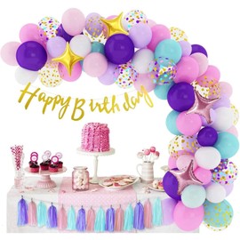 Pack of 132 Balloons, Garland Pastel Macaron Balloons, for Unicorn-Themed Birthday Party, Wedding, Baby Shower, Mermaid Decorations