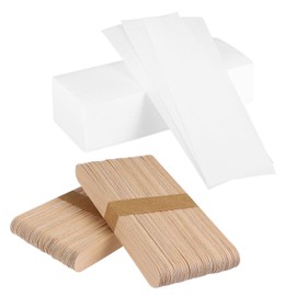 FRCOLOR 200Pcs Wax Strips for Body Hair Removal with Wooden Applicator Sticks Smooth Comfortable Waxing Kit for Personal Professional Use for Home and Salon Applications