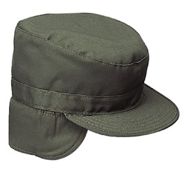 G.I. Black Combat Cap W/flaps (7.75, Olive Drab)