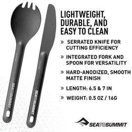 Sea to Summit Alpha Light Aluminum Camping Cutlery Set, Knife, Spork