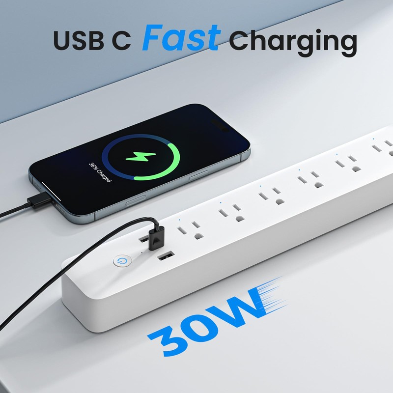 GHome Smart Power Strip, WiFi Surge Protector with 6 Individually