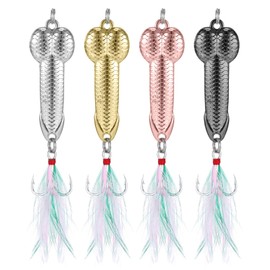 Pack of 4 Fishing Lures with Treble Hooks Spoons Trout Fishing Accessories Set Suitable for Blinker Fishing and Spinner Fishing, Funny Fishing Gifts for Anglers Men for Valentine's Day and Birthday