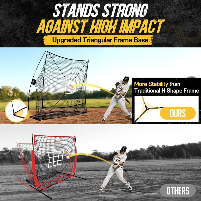 PodiuMax 7x7 Baseball & Softball Net with Upgraded Triangular Base,