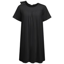 Deyeek Nursing Nightgowns for Women Open Back Maternity Gowns for Hospital With Snaps Soft Adaptive Post Surgery Nightshirts for Women Black L