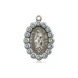 Pewter Our Lady of Guadalupe Catholic Medal Pendant Necklace 18" Chain GiftBox