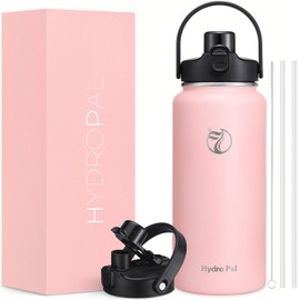 Half Gallon Insulated Water Bottle with 2-in-1 Chug/Straw Lid, 40/64oz Double Walled Vacuum Stainless Steel Water Jug