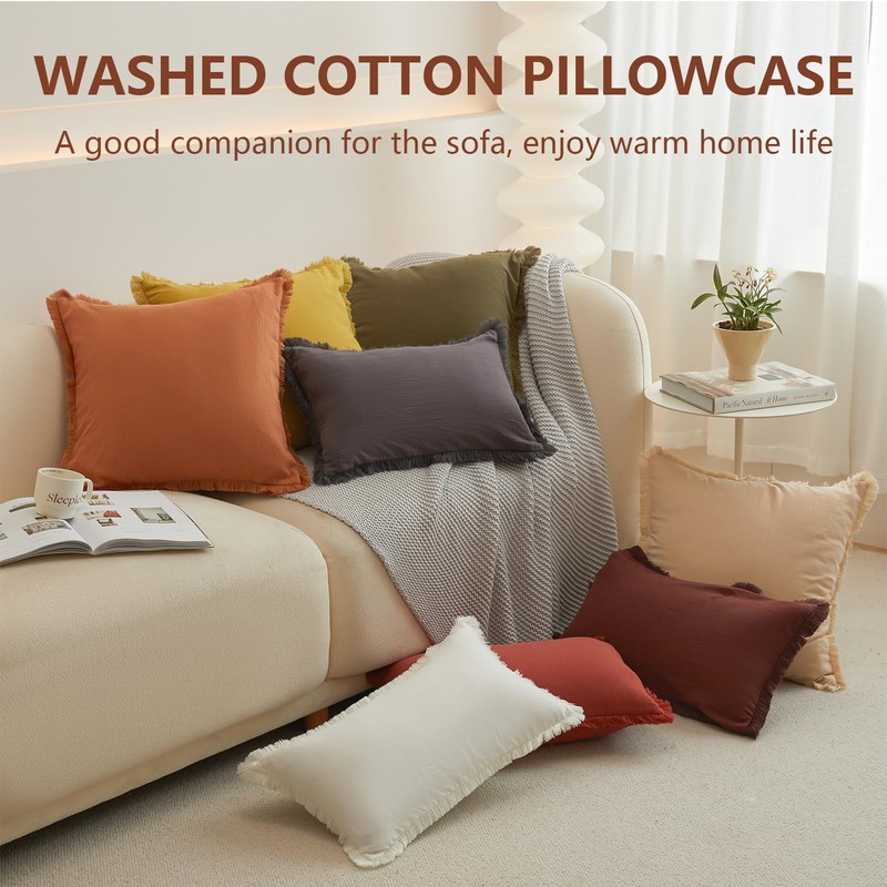 Square Pillow Covers 45x45cm Set of 2 Cotton Pillow Covers