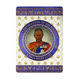 Elgate King Charles III Coronation Foil Stamped Magnet Commemorative Memorabilia Souvenirs Gift Home Deco (By LILAJ),8.5X6 cm
