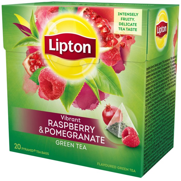 Lipton Green Tea - Raspberry Pomegranate - Premium Pyramid Tea Bags (20 Count Box) [PACK OF 3]