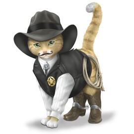The Hamilton Collection Sheriff S. Purrs Collectible Cat Figurine Premiere Issue in The Spurs 'N Fur Kitty Cowboys Collection