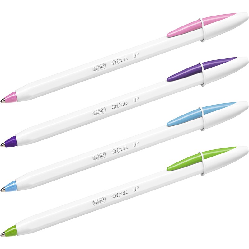 BIC Cristal Up Ballpoint Pens - Assorted Colours, Doypack of