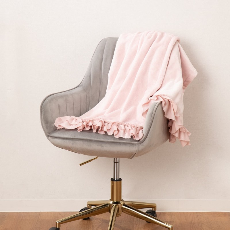 Francfranc Satin Ruffle Throw Throw 150x80cm Ivory