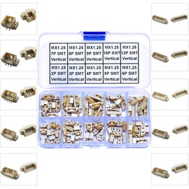 JTSINERU JST SMT Connector Socket, MX Picoblade 1.25mm 2Pin 3Pin 4Pin 5Pin 6Pin 7Pin 8Pin 9Pin 10Pin 12Pin Micro SMD Header PCB Surface Mount Mounting Top Type Vertical Header (JTS-MX1.25-SMT-Ver)