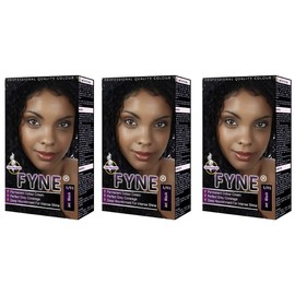 FYNE Jet Black Permanent Hair Dye for Women – Pack of 3 - Home Hair Colour Cream with Built-in Conditioner - Gentle, Long-Lasting, Suitable for All Hair Types - Achieve Salon-Quality Results at Home