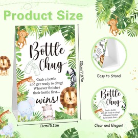 TrelaCo Bottle Chug Baby Shower Game Sign 20 Pcs Baby Bottles Shower Favor Plastic Greenery Flowers Bear Elephant Butterfly Gift Set for Gender Reveal Party(Forest Animal,Green)