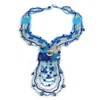 Avalaya Blue/Transparent Glass Bead Sea Shell Tassel Necklace with Button