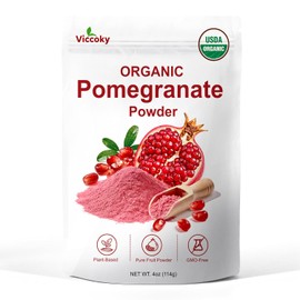 Organic Pomegranate Powder, Pure Pomegranate Juice Powder, Non GMO, Gluten Free, Vegan Superfood for Smoothies, Drinks, Yogurt & Baking, 4oz (114g)