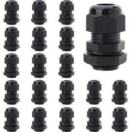 PIONFYNES 20PCS 1/2'' NPT Cable Gland Waterproof Adjustable 6-12mm/0.24-0.47inch Nylon Cable Glands Joints with Gaskets (1/2'', 20PCS)