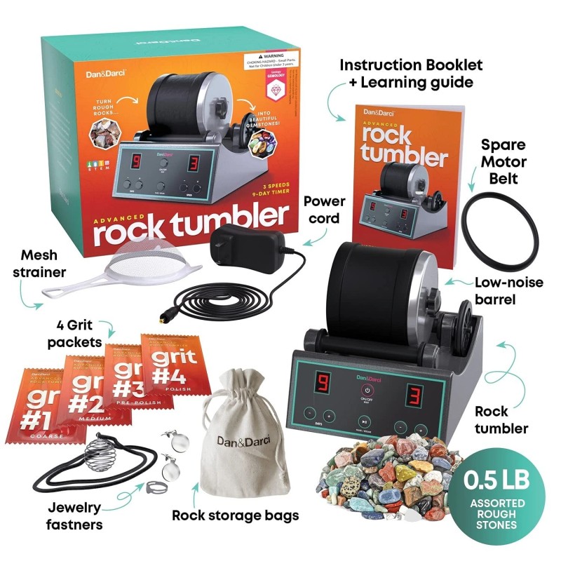 Dan&Darci Advanced Professional Rock Tumbler Kit - with Digital 9-Day