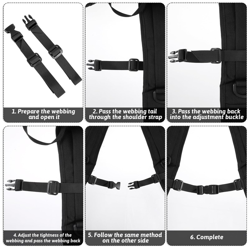 Bruislard 2 Pcs Replacement Backpack Waist Strap Black Backpacks Chest