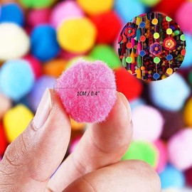 Pack of 100 Colourful Pompoms, 10 mm Small Pompoms for Crafts, Pompoms Balls for Children, Pompoms Decoration, Plush Balls, Pompoms for Crafts, Party Decoration, Garlands, Tassels, Hair Accessories,
