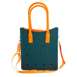 Spooky Halloween EVA Tote Handbag Custom DIY Punch Hole Bag with Ghost Pumpkin Charms Holiday Gift Tote 2025size: 18.9*4.33*11.81in, Color: HYB-C01