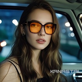 KANASTAL Over Glasses Sunglasses for Women Men Fit Over Night Driving Glasses Yellow Sunglasses Square Shades