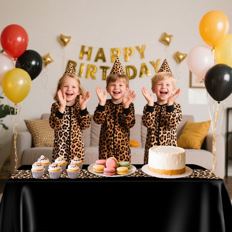 4 Pcs Leopard Print Party Tablecloth Decorations, Waterproof Rectangle Safari