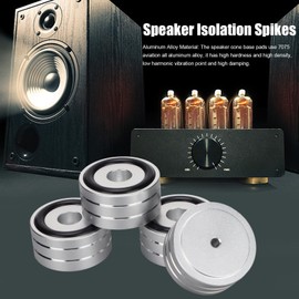 Speaker Isolation Spike Stand Foot, 4pcs 40x20mm Aluminum Speaker Isolation Feet Pad, Anti Slip Rubber HiFi Turntable Isolation Feet, for DAC Amplifier Recorder Meter(Silver)