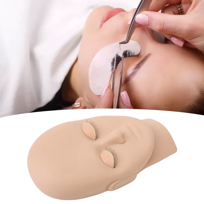 Lash Mannequin Head Reusable Soft Touch Rubber Replaced Eyelids Mannequin