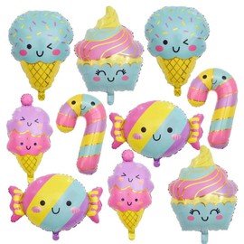 FANYPET Ice Cream Balloons for Summer Party Decorations Sweet Candy Ice Cream Shaped Aluminum Foil Mylar Balloons 10pcs for Birthday Party Wedding Baby Shower Pool Party Summer Holiday Decor