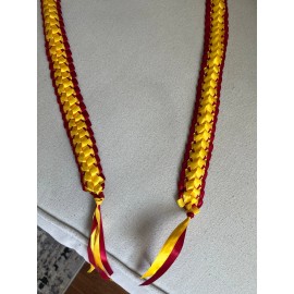 Red & Yellow Satin Double Ribbon Open Graduation Lei)