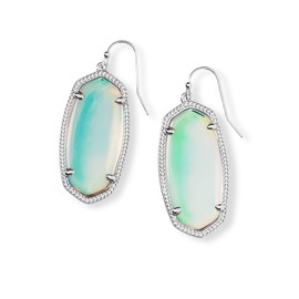 Kendra Scott Elle Drop Earrings for Women, Fashion Jewelry, Rhodium-Plated, Iridescent Dichroic Glass