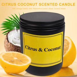FRAGSCEN Citrus Coconut Candle, Citrus Candles for Home Scented, Aromatherapy Candles for Stress Relief, Natural Soy Candle, 7oz 40 Hours