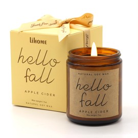 Lihome Fall Candles - Fall Decor for Home, Gifts for Women Mom Friend, Natural Soy Wax Apple Cider Scented Candles(7oz)