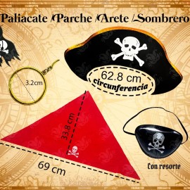 Sombrero Pirata Dorado Y Parche Calavera Capitán Halloween