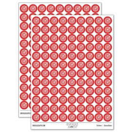 Archery Target Bullseye with Arrow 200+ Round Stickers - Matte Finish - 0.50" Size - Red