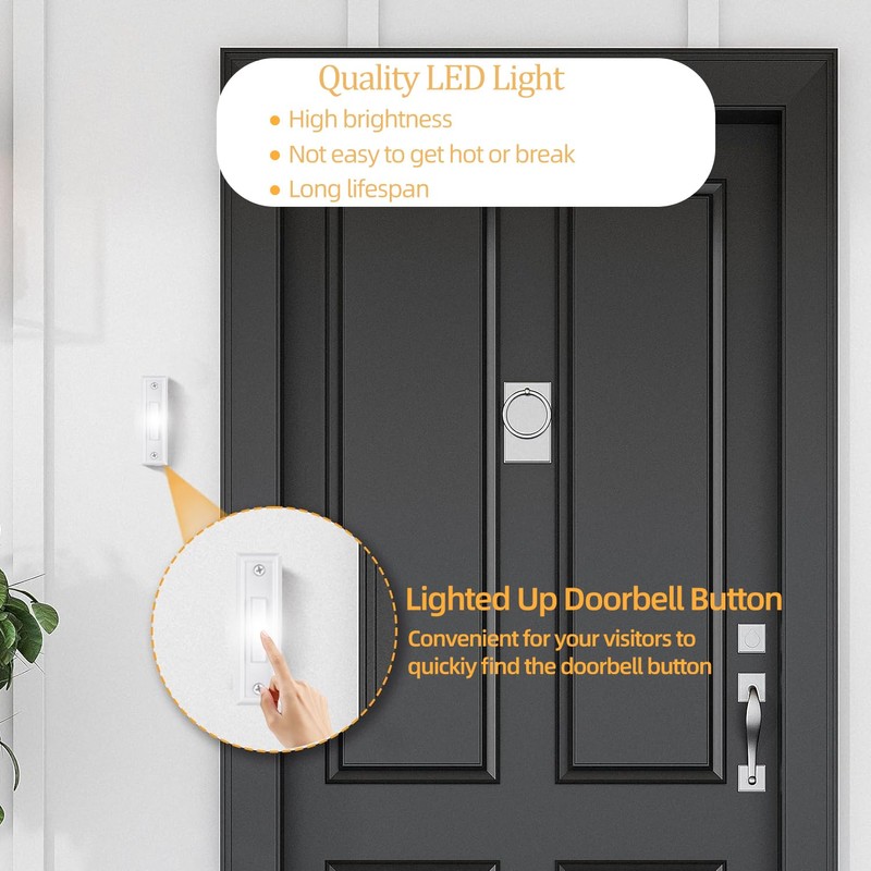 etoper Wired Doorbell Button Lighted,Replacement Door Bell Push Buttons LED