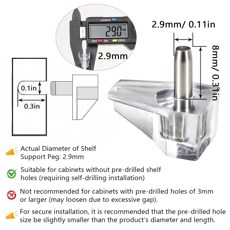 50 Pcs Shelf Support Pegs, Clear Plastic Cabinet Shelf Pegs,