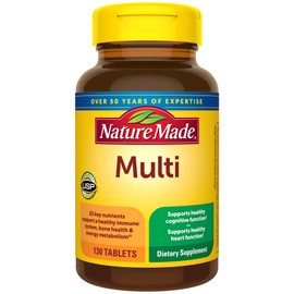 Nature Made Multivitamin Tablets with Vitamin D3 and Iron, 130 Count for Daily Nutritional Support