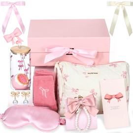 Birthday Gifts for Women Pink Bow Basket for Girl Coquette Trendy Box Set