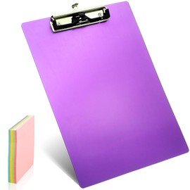 Purple Aluminum Metal Clipboard Purple Pen Holder Writing Low-Profile Clip Board Size A4 9" x 12.6" with Sticky Note for School Office Business Medical Professionals Workshop Factory