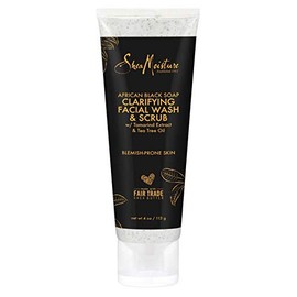 Shea Moisture African Black Soap Facial Wash & Scrub 4 Ounce (Pack of 3)