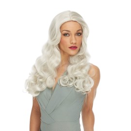Showgirl Deluxe Wig Color White - Sepia Wigs Ice Snow Queen Long Wavy Mid Back Length 70s Woman Ladies Witch Bundle MaxWigs Costume Care Booklet