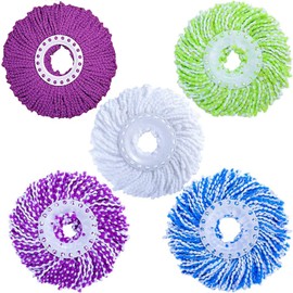 Spin Mop Head Replacement for 360 Spin Magic Mopping,Microfiber Spin Mop Refill Heads for Universal Round Shape Standard Size 5 Pack