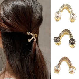 3 Pcs Small V-Shaped Hair Claw Clips for High Ponytail Rhinestone Shark Hair Clips for Women Geometric Triangle Rhinestone Hairpin Fashion Hair Accessories