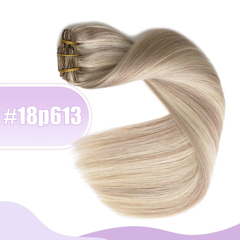 Sindra Clip in Hair Extensions Real Human Hair Ash Blonde
